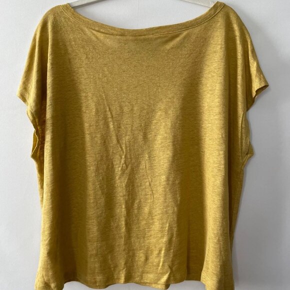 NWT Rachel Zoe Womens Mustard Yellow Short Sleeve Linen Comfort Top Size XL - Picture 2 of 6